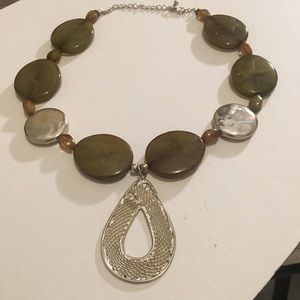 Green and silver chunky necklace